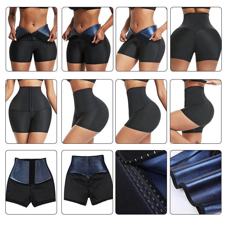 Blauwe dames afslankbroek van FitCorset, ideaal voor fitness en sport. Zweetbevorderende technologie voor afslanken.
