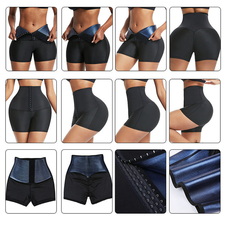 Blauwe dames afslankbroek van FitCorset, ideaal voor fitness en sport. Zweetbevorderende technologie voor afslanken.