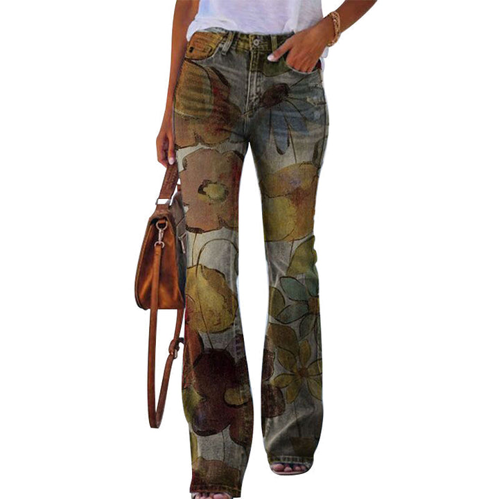 Trendy dames flare-jeans met hoge taille en 4 knopen, comfortabele spijkerbroek voor damesmode.
