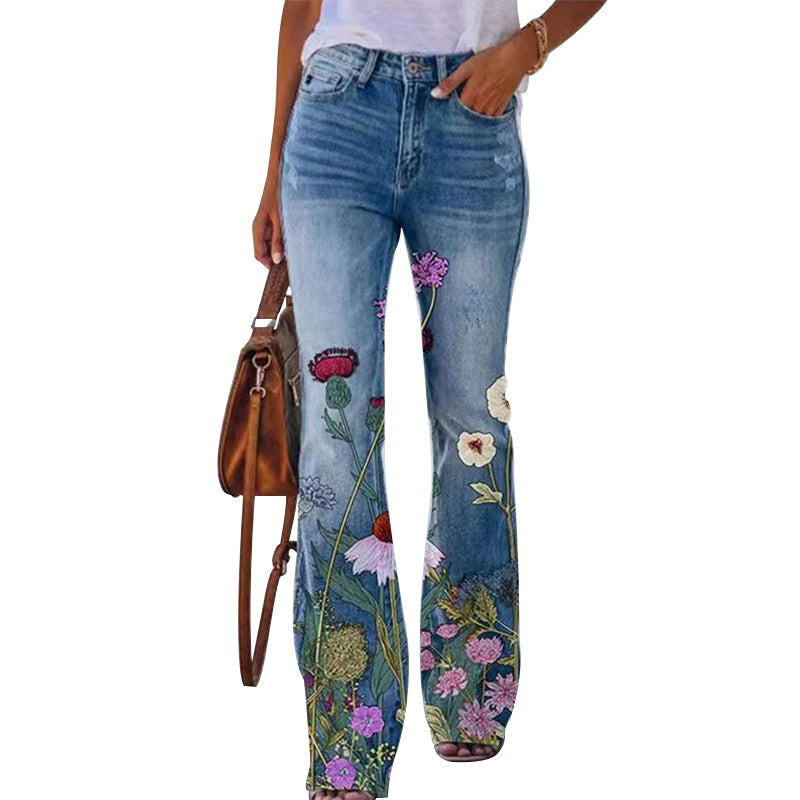 Dames flarejeans, hoge taille, 4 knopen, retro spijkerbroek, stijlvol, comfortabel, trendy damesmode.