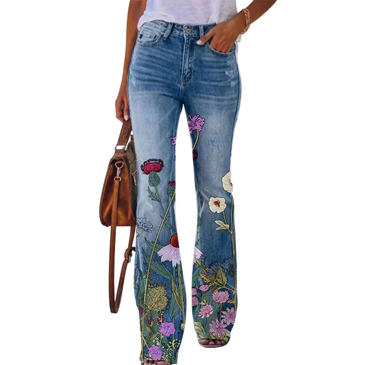 Dames flarejeans, hoge taille, 4 knopen, retro spijkerbroek, stijlvol, comfortabel, trendy damesmode.