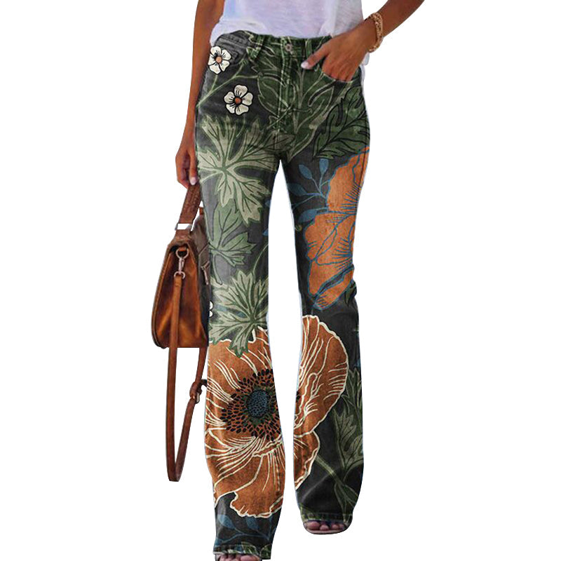 Dames flare-jeans, hoge taille, 4 knopen, perfect te combineren. Trendy spijkerbroek dames.