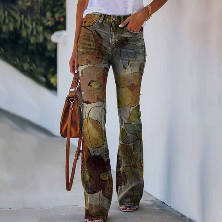 Veelzijdige dames flare-jeans, hoge taille & 4 knopen, ideaal voor elke trendy outfit. Spijkerbroek.