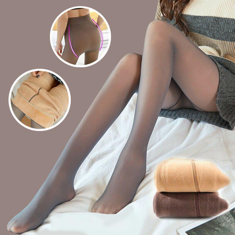 Close-up van de zachte fleece stof van deze warme dames winterlegging. Hoog comfort gegarandeerd.