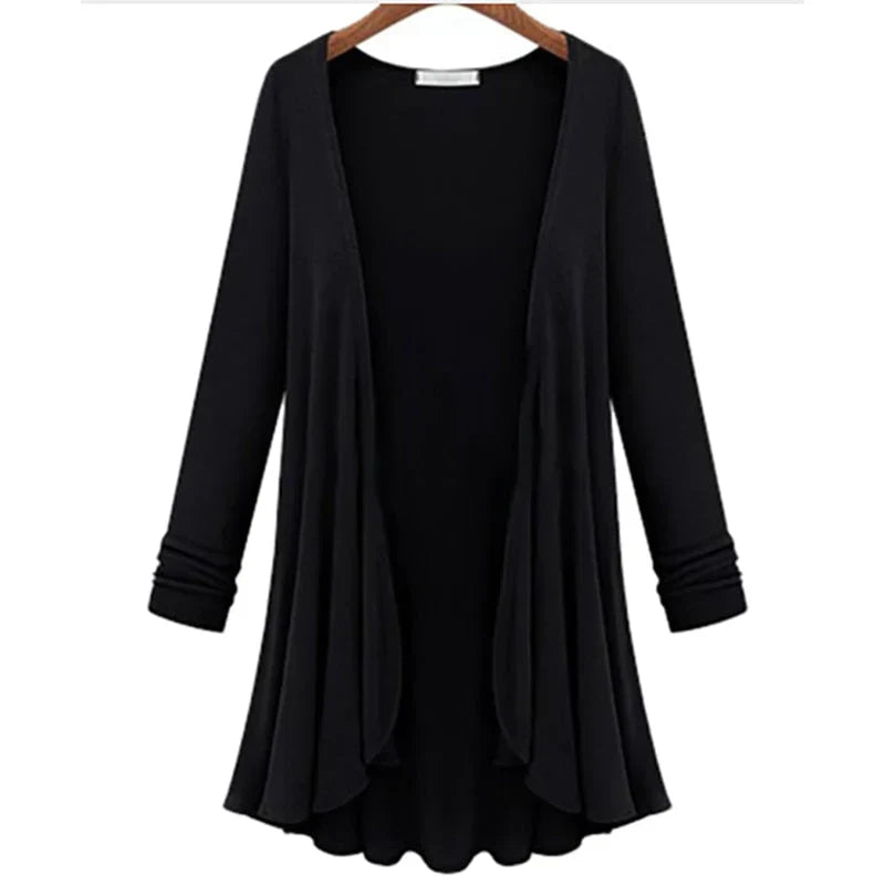 Elegant gebreid dames vest met ruches; veelzijdige mode voor comfort en stijl in alle seizoenen.