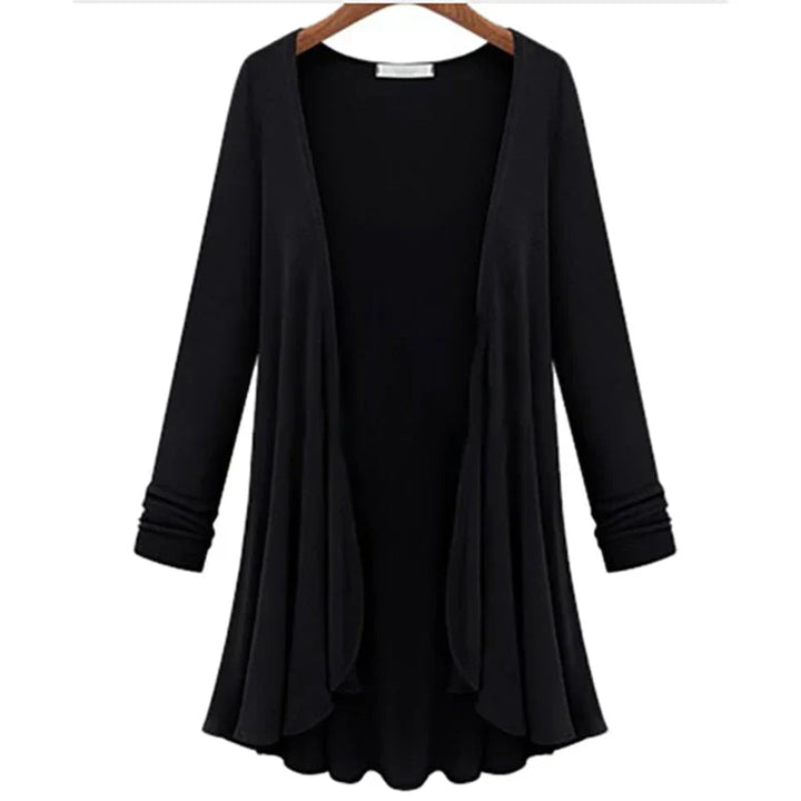 Elegant gebreid dames vest met ruches; veelzijdige mode voor comfort en stijl in alle seizoenen.