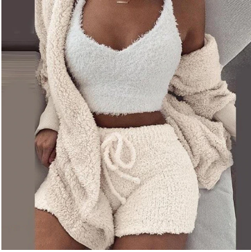 Zacht gebreid dames huispak, complete loungewear set voor comfortabele dagen thuis.