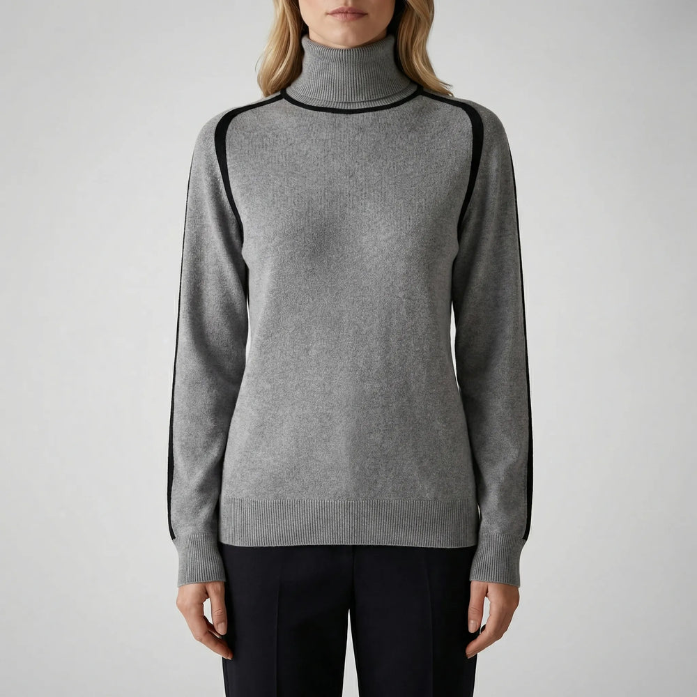 Comfortabele dames gebreide trui, casual mode met ronde hals en unieke contrast details.