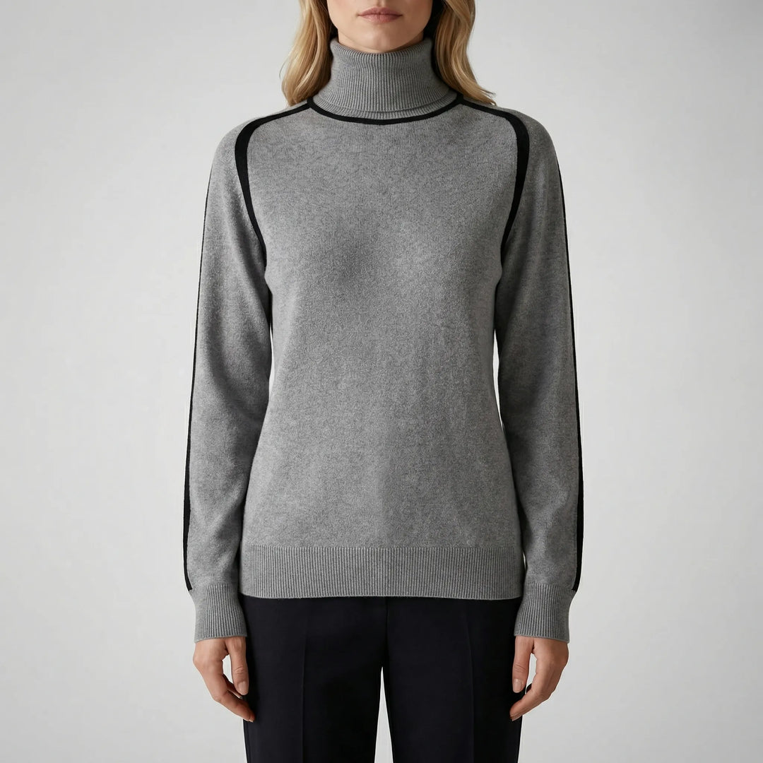 Comfortabele dames gebreide trui, casual mode met ronde hals en unieke contrast details.