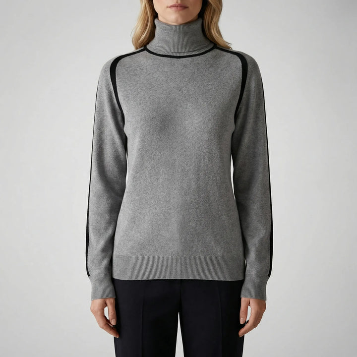 Comfortabele dames gebreide trui, casual mode met ronde hals en unieke contrast details.