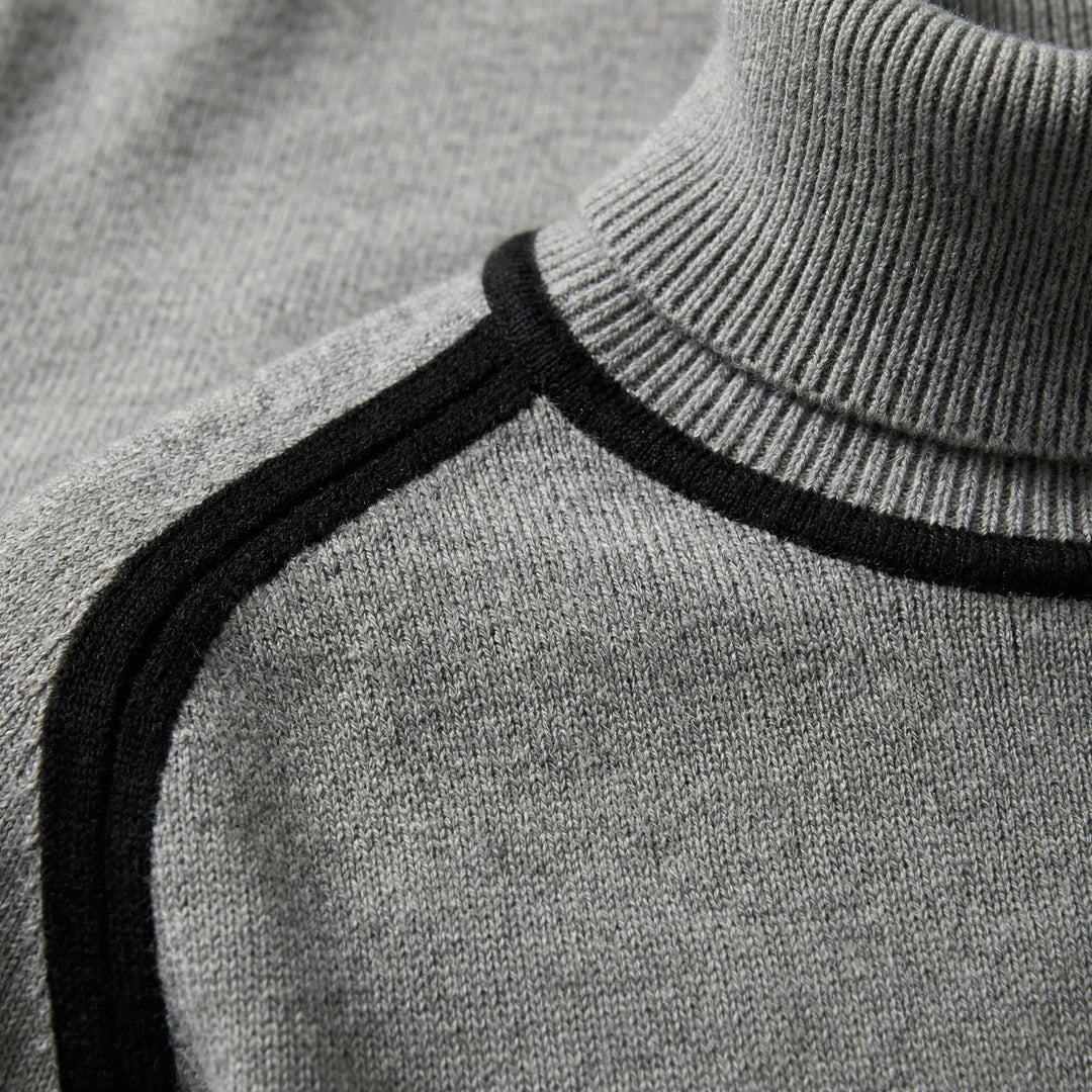 Zachte gebreide damestrui met trendy contrast detail, lange mouwen en een flatterende ronde hals.