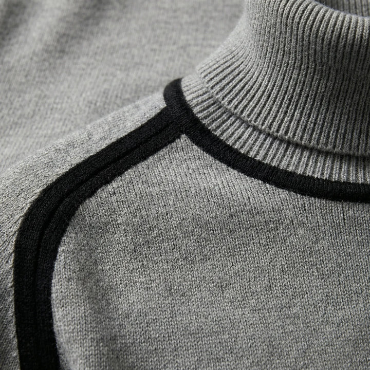 Zachte gebreide damestrui met trendy contrast detail, lange mouwen en een flatterende ronde hals.