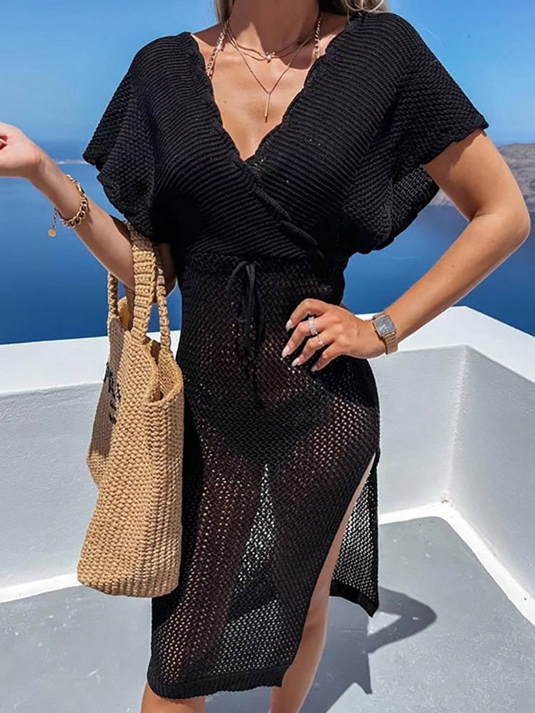 Trendy gehaakte strandjurk voor dames, perfecte cover-up en casual zomerkleding.
