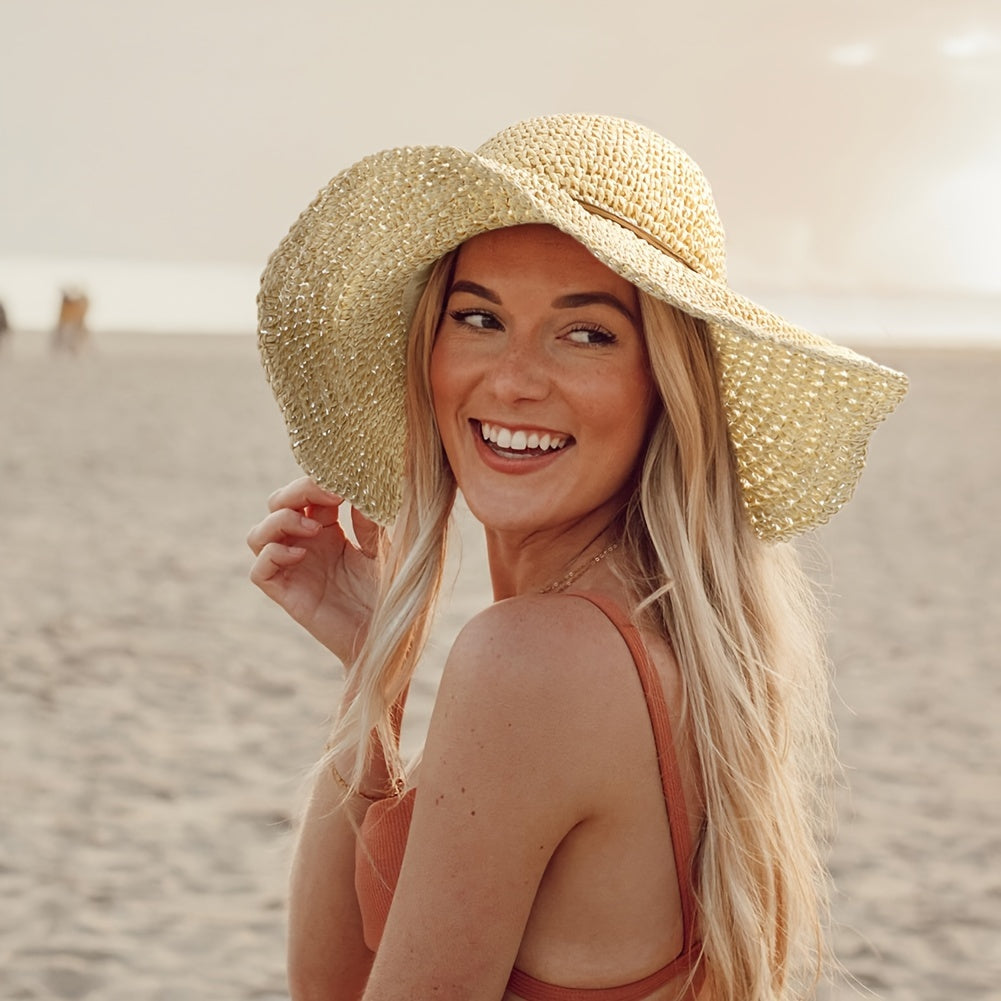 Dames gehaakte boho strohoed Elouan. Perfect voor zonnige zomerdagen, strand, festival en reizen.