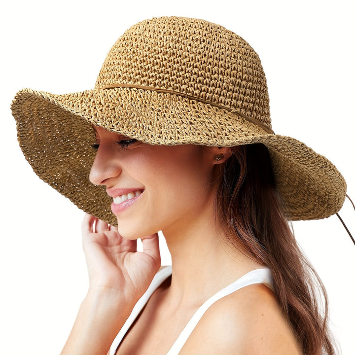 Met de hand gehaakte dames strohoed in boho stijl, Elouan. Onmisbaar zomer accessoire voor strand en reis.