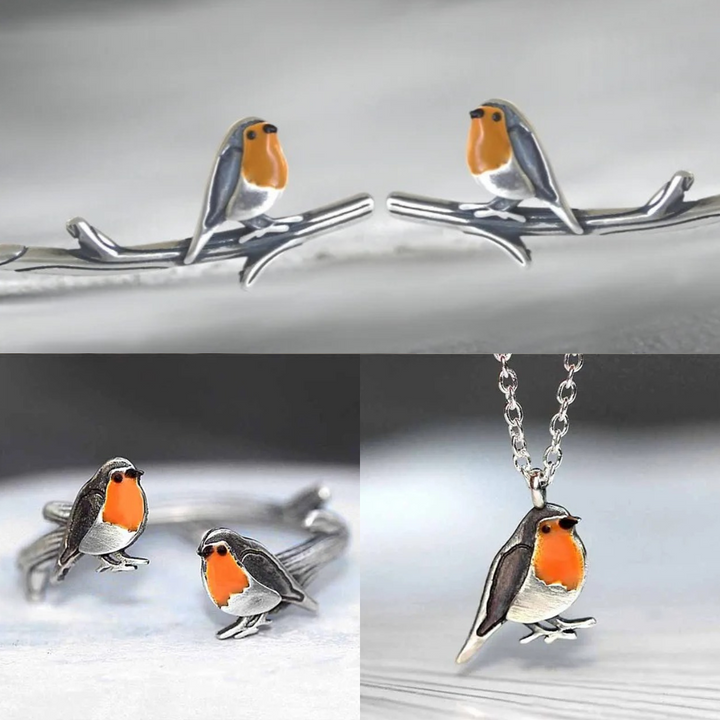 Luxe geluksvogel sieradenset voor dames, ketting en oorbellen, prachtig cadeau, symbool van hoop en nieuw begin.
