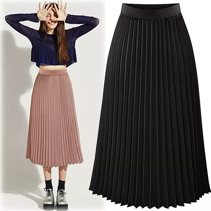 Elegante dames geplooide rok met hoge taille. Vrouwelijke A-lijn voor een stijlvolle en moderne uitstraling.