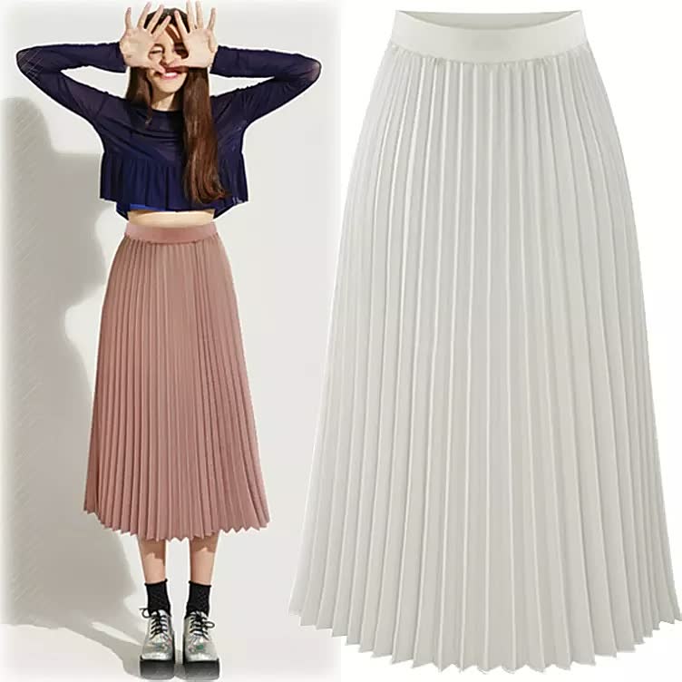 Comfortabele en modieuze dames geplooide rok met hoge taille. Trendy A-lijn voor elke gelegenheid.
