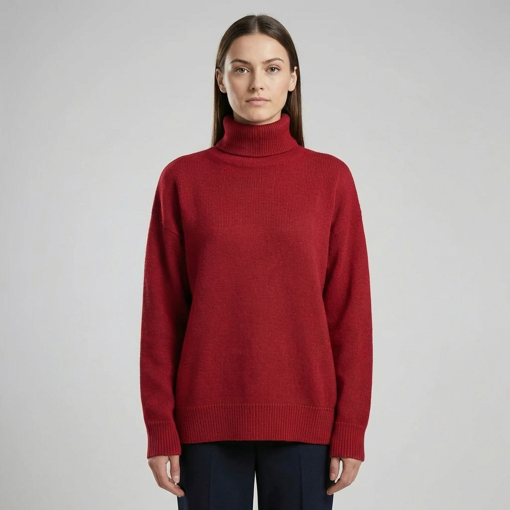 Dames geribde coltrui met lange mouwen. Casual stijl, elegant en veelzijdig voor winterkleding.