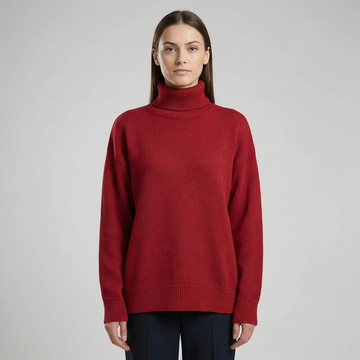Dames geribde coltrui met lange mouwen. Casual stijl, elegant en veelzijdig voor winterkleding.