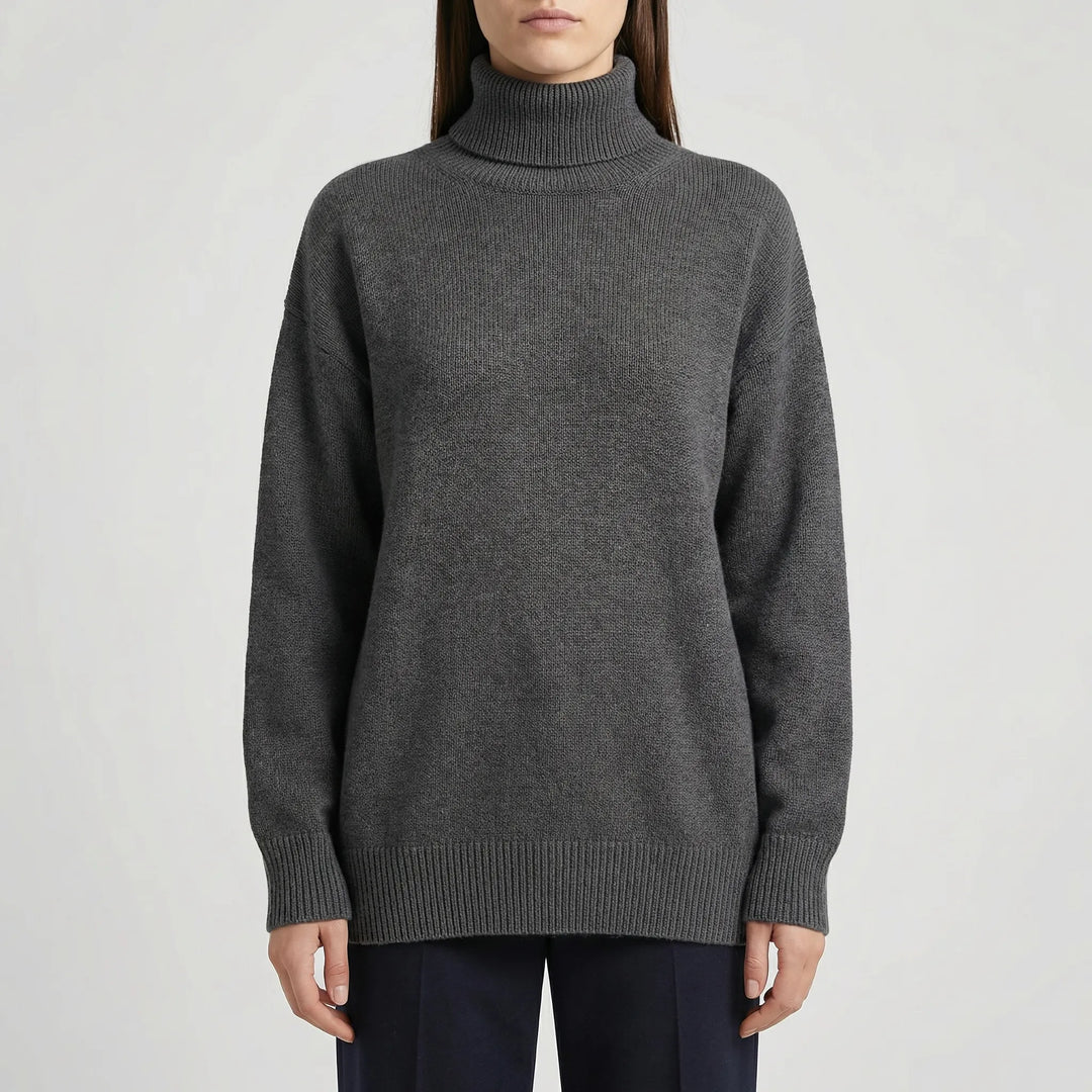 Casual-chique geribde dames trui met lange mouwen en coltrui. Veelzijdig voor diverse outfits.