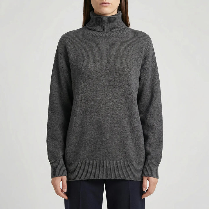 Casual-chique geribde dames trui met lange mouwen en coltrui. Veelzijdig voor diverse outfits.
