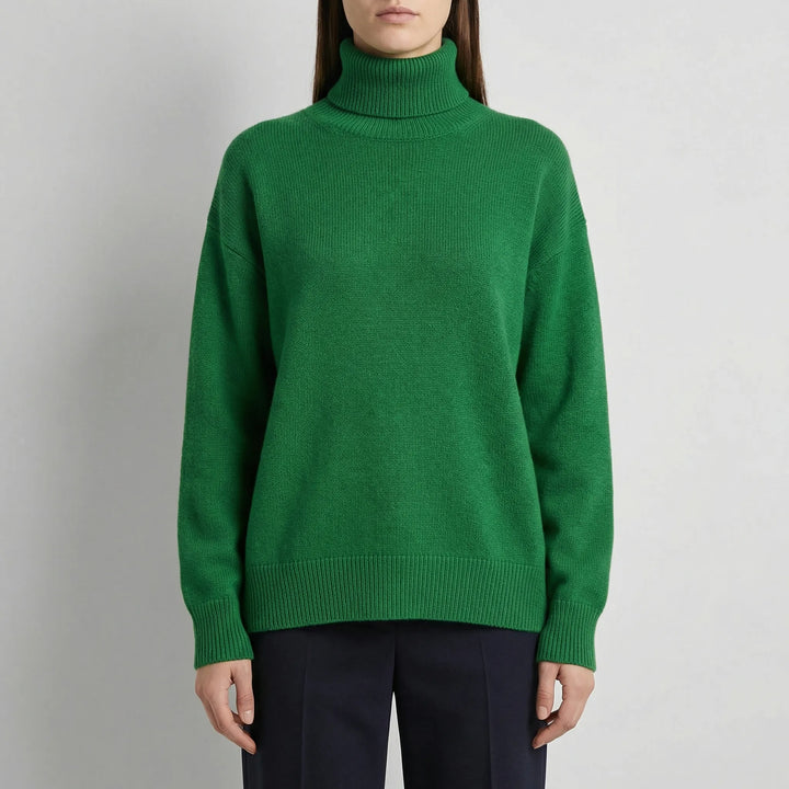 Eenvoudige elegante geribde dames coltrui, lange mouwen. Slim fit, perfect voor basis outfits.