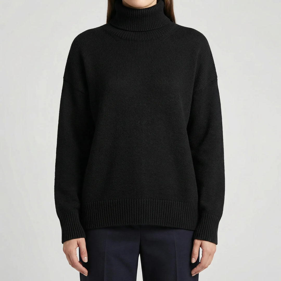 Warme dames winterkleding: geribde coltrui met lange mouwen. Elegant en casual te combineren.