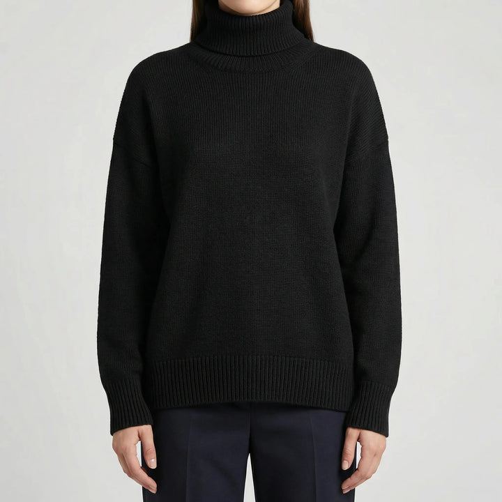 Warme dames winterkleding: geribde coltrui met lange mouwen. Elegant en casual te combineren.
