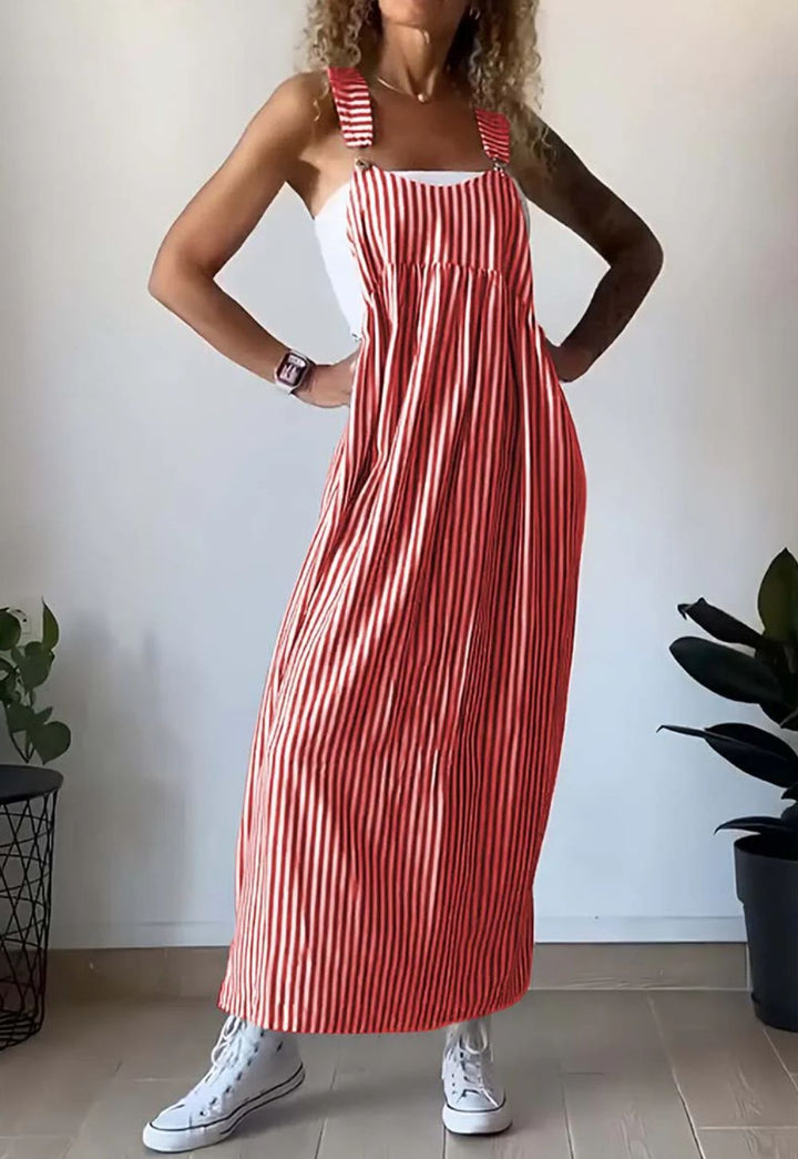 Losse gestreepte jumpsuit voor dames, perfect voor casual dagelijkse kleding en zomerse veelzijdigheid.