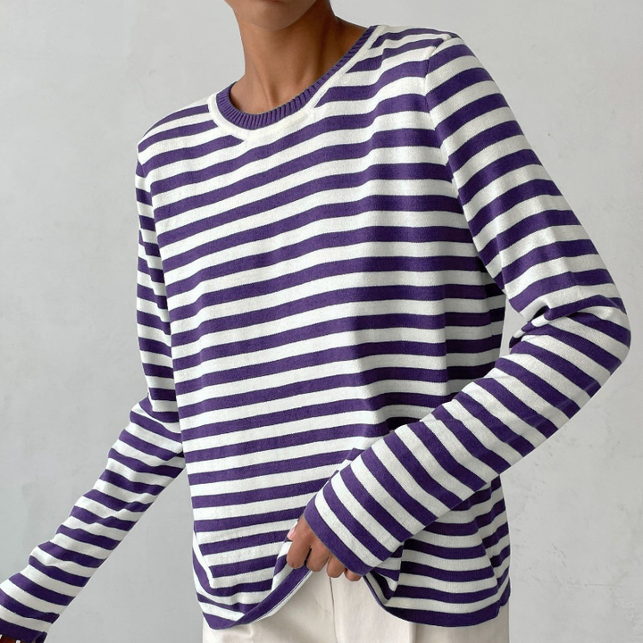 Dames gestreepte sweatshirt van Hoymans, comfortabel en stijlvol voor een casual look.