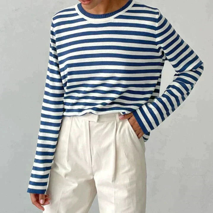 Veelzijdige dames gestreepte sweatshirt van Hoymans, casual en comfortabel voor elke dag en gelegenheid.