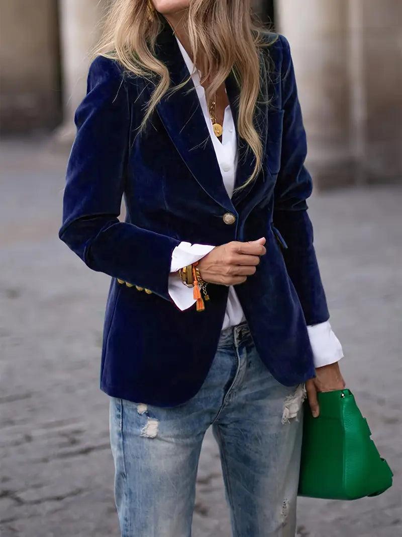 Groene elegante getailleerde blazer voor dames, stijlvol en veelzijdig.