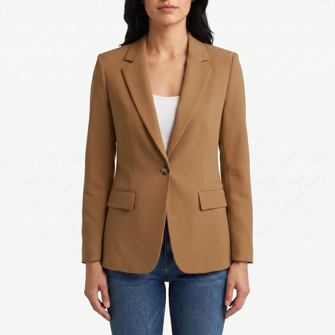 Trendy getailleerde blazer voor dames met één knoop, lange mouw, een essentieel item voor de garderobe van vrouwen.
