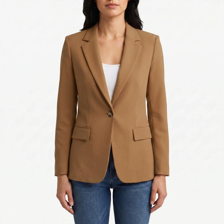 Trendy getailleerde blazer voor dames met één knoop, lange mouw, een essentieel item voor de garderobe van vrouwen.