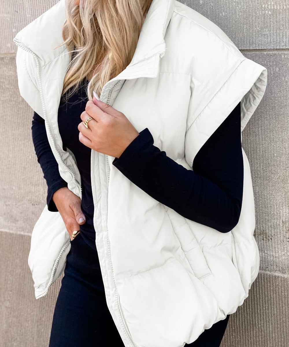 Comfortabel damesvest voor laagjes, stijlvolle gewatteerde mouwloze puffer voor herfst/winter.