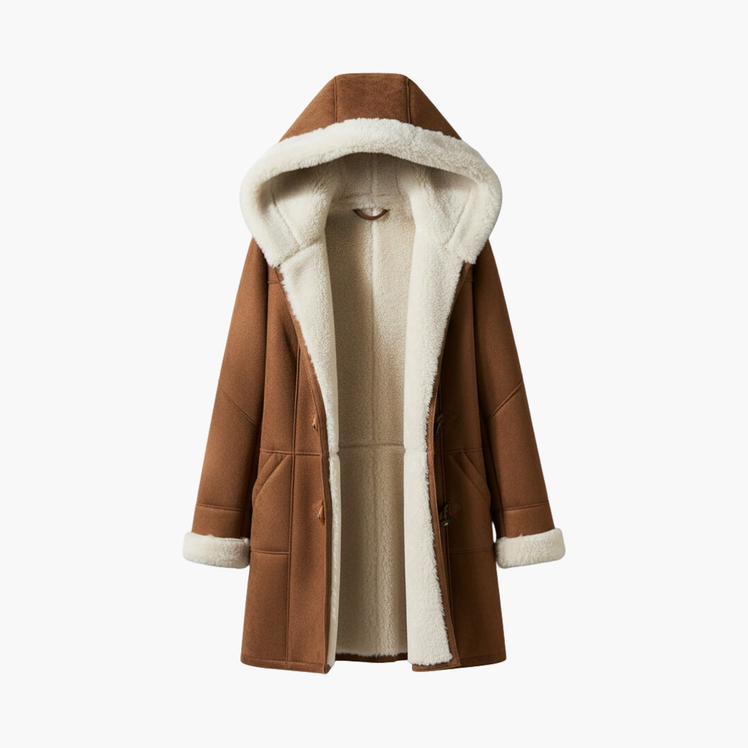 Stijlvolle damesjas, gewatteerd, met capuchon en toggle sluiting. Perfect voor wintermode en casual comfort.