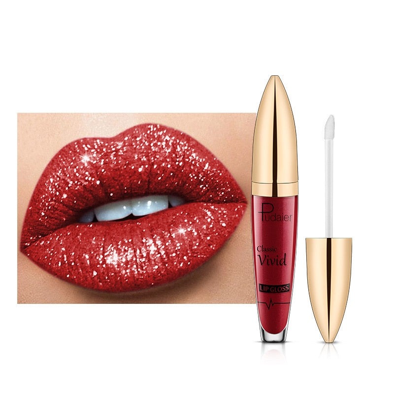 Dames lipverzorging: voedende glitter lipgloss die langhoudend en waterbestendig is.