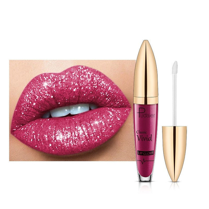 Zilveren glitter lipgloss, dames cosmetica voor een feestelijke, langhoudende en waterbestendige glans.