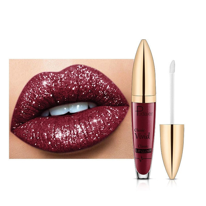 Levendige glitter lipgloss voor dames, langhoudend en waterbestendig, voor een sprankelende finish.