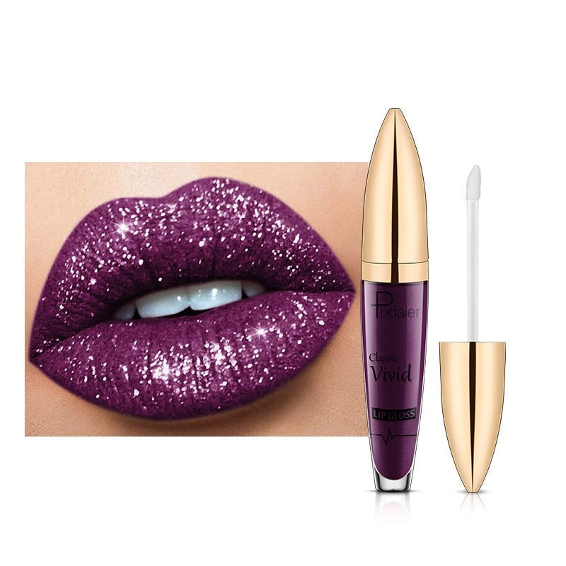Langhoudende dames lipgloss met glittereffect, ideaal voor een avondje uit, schitterende lippen.