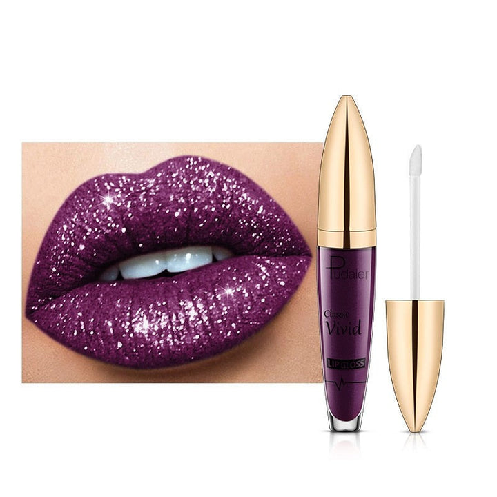 Langhoudende dames lipgloss met glittereffect, ideaal voor een avondje uit, schitterende lippen.