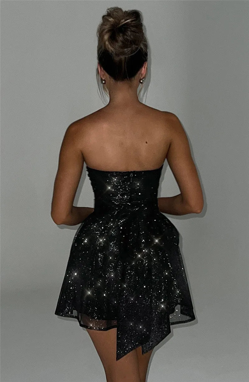 Glitter minijurk voor dames, een trendy feestjurk. Elegante avondjurk voor een sprankelende look op elke speciale gelegenheid.