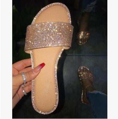 Elegante dames sandalen met glitterband en fonkelende steentjes, chique en comfortabele feestschoenen.