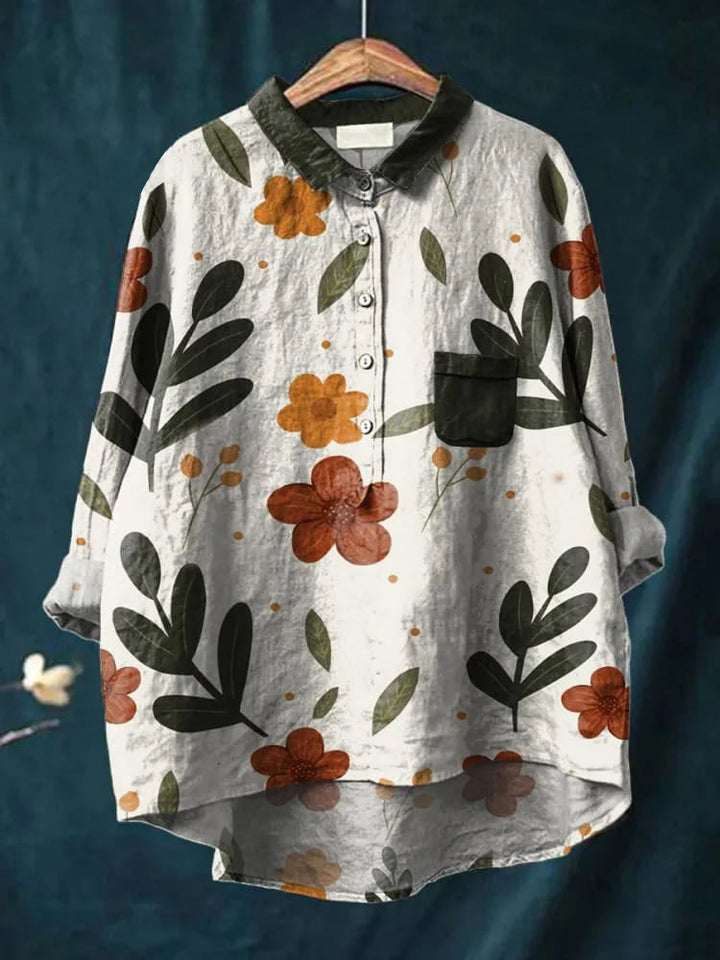 Dames print shirt met bloemen en lange mouwen, elegante en relaxte stijl.