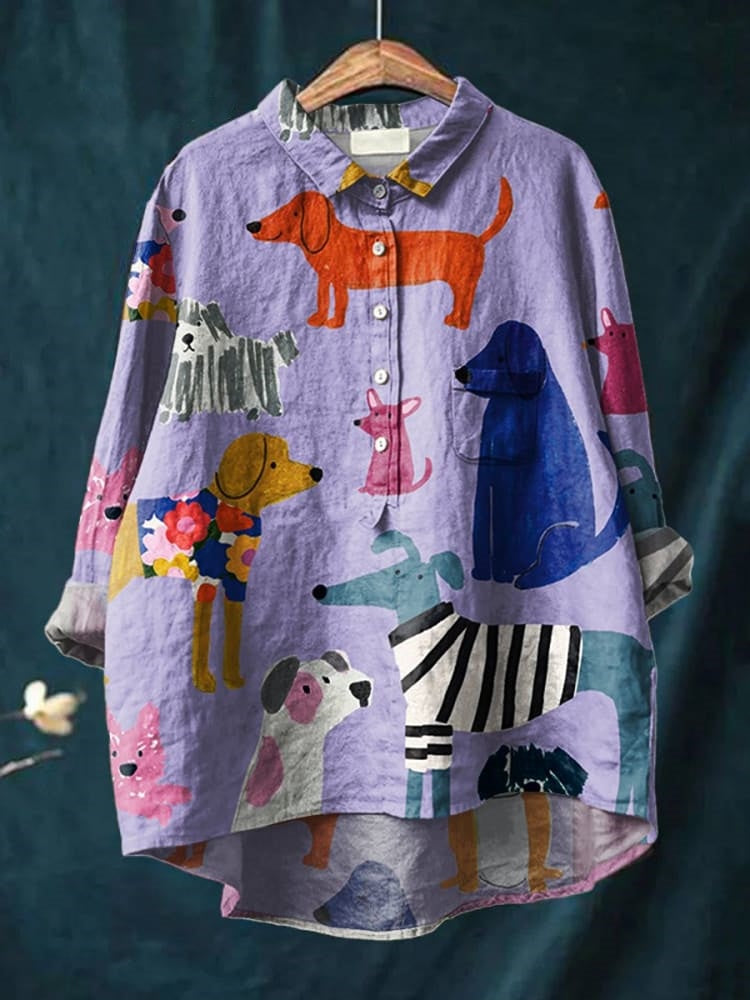 Stijlvol dames print shirt met lange mouwen, button-up en opvallend grafisch design.