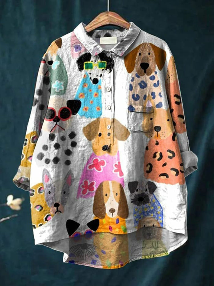 Comfortabel dames blouse shirt met lange mouwen en unieke grafische print.