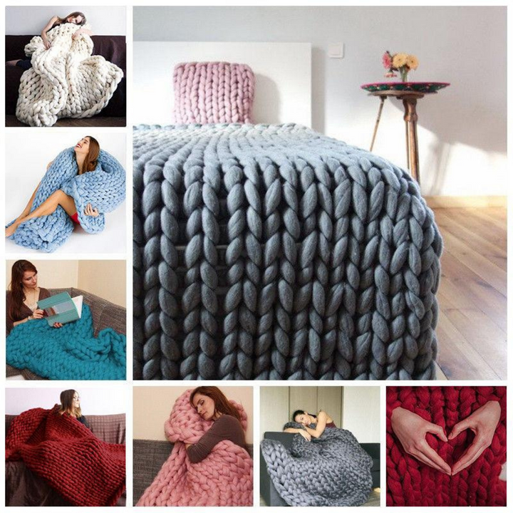 Warme dames plaid, grof gebreid voor extra comfort en een stijlvol interieur.