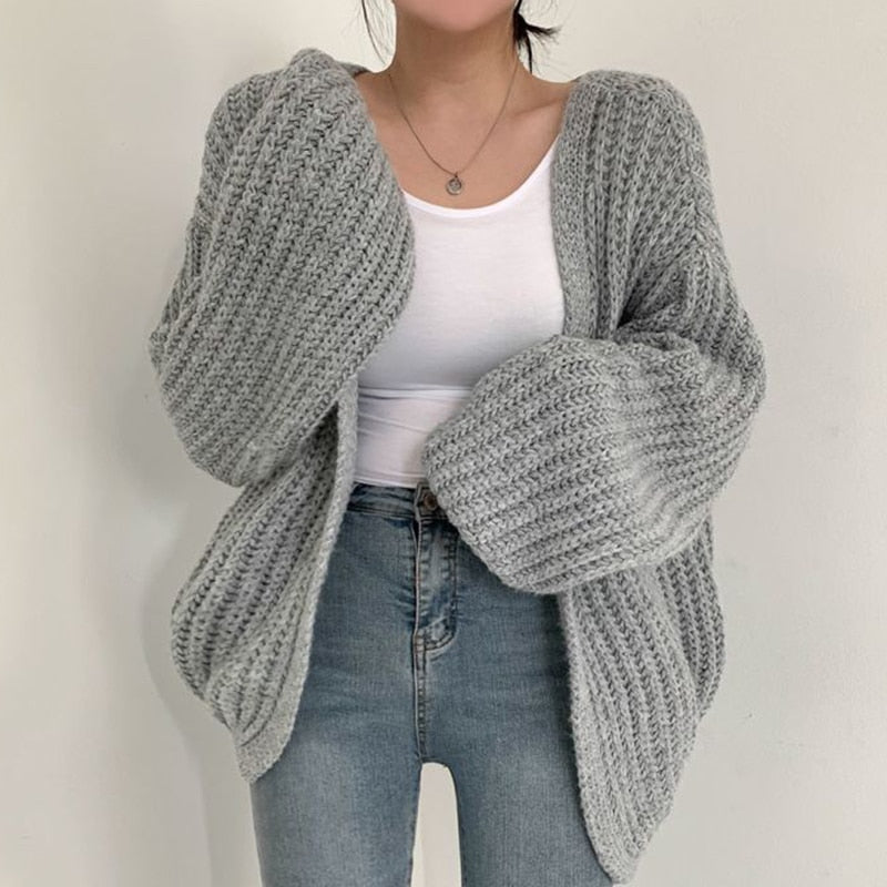 Comfortabel en warm grofgebreid damesvest, eenmaat, voor een relaxte en stijlvolle herfst- & winterlook.