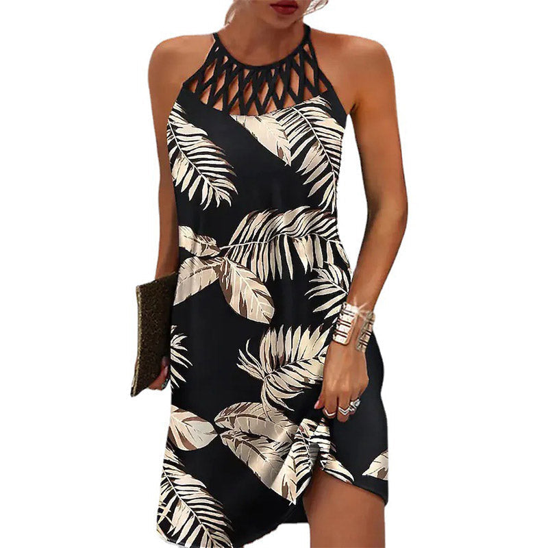 Zomerjurk dames: casual halter A-lijn mini jurk, verkrijgbaar in verschillende kleuren.